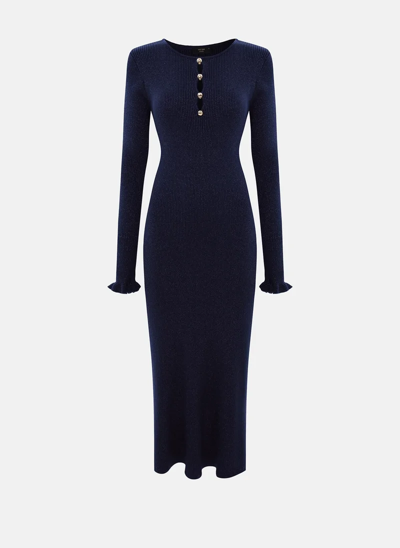 ليتشي فستان ميدي من الفسكوز بلمعة معدنية